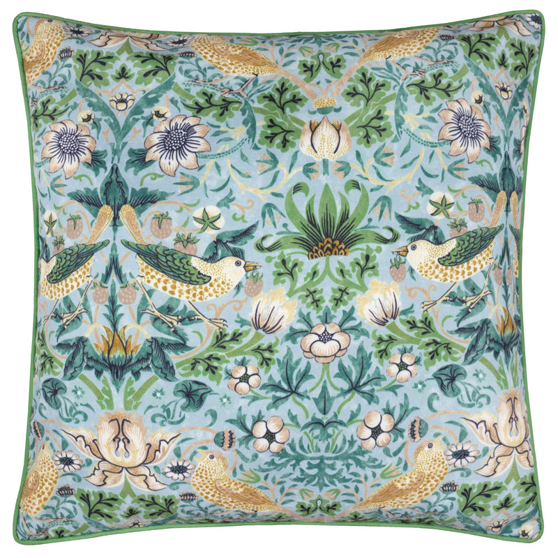 Cushions - Strawberry Thief Outdoor Cushion Cover Mineral/Yellow Morris & Co