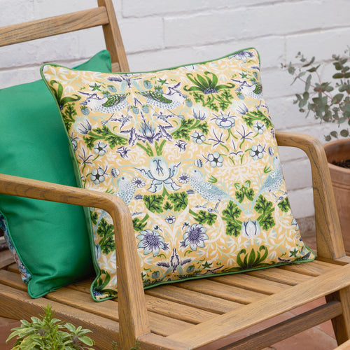 Floral Yellow Cushions - Strawberry Thief Outdoor Cushion Cover Sunflower Morris & Co