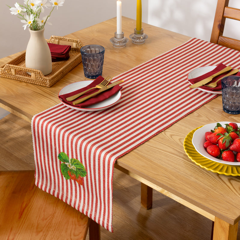 Striped Red Accessories - Strawberry Stripes Indoor/Outdoor Table Runner Candy Cane Wylder