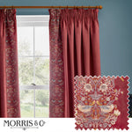 Animal Red Curtains - Strawberry Thief Embroidered Floral Pencil Pleat Curtains Berry Morris & Co