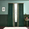 Animal Green Curtains - Strawberry Thief Embroidered Floral Pencil Pleat Curtains Forest Green Morris & Co