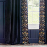 Animal Blue Curtains - Strawberry Thief Embroidered Floral Pencil Pleat Curtains Indigo Morris & Co