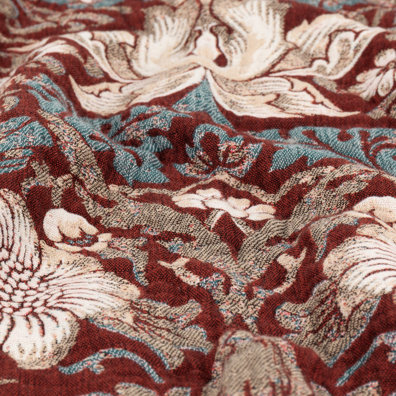 Floral Red Throws - Strawberry Thief Jacquard Throw Berry Morris & Co