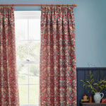 Animal Red Curtains - Strawberry Thief Jacquard Floral Pencil Pleat Curtains Berry Morris & Co