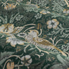 Animal Green Curtains - Strawberry Thief Jacquard Floral Pencil Pleat Curtains Forest Green Morris & Co