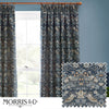 Animal Blue Curtains - Strawberry Thief Jacquard Floral Pencil Pleat Curtains Indigo Morris & Co