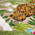 Wylder Sulta Embroidered Tiger Cushion Cover in Fern