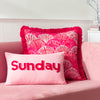 Plain Pink Cushions - Sunday Embroidered Cushion Cover Pink furn.