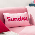 Plain Pink Cushions - Sunday Embroidered Cushion Cover Pink furn.