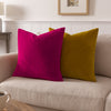 Plain Pink Cushions - Sunningdale Velvet Square Cushion Cover Cerise Paoletti