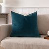 Plain Blue Cushions - Sunningdale Velvet Square Cushion Cover Kingfisher Paoletti