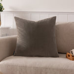 Plain Brown Cushions - Sunningdale Velvet Square Cushion Cover Mink Paoletti