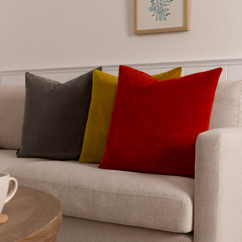 Plain Brown Cushions - Sunningdale Velvet Square Cushion Cover Truffle Paoletti