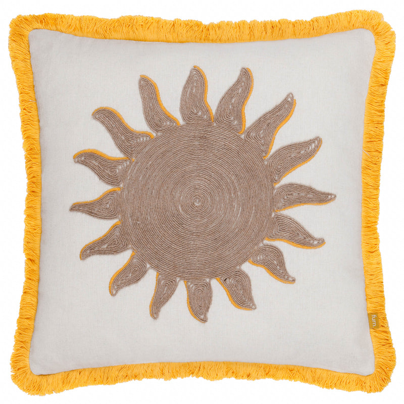  Yellow Cushions - Sun Embroidered Cushion Cover Yellow furn.