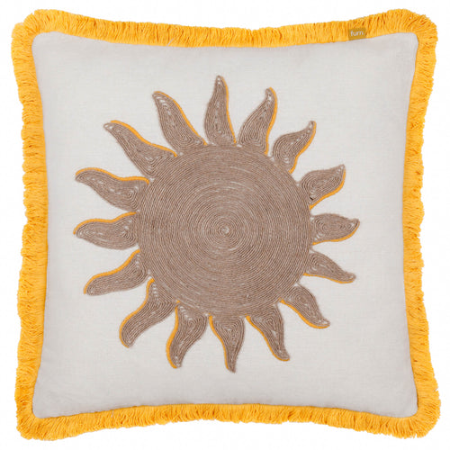  Yellow Cushions - Sun Embroidered Cushion Cover Yellow furn.