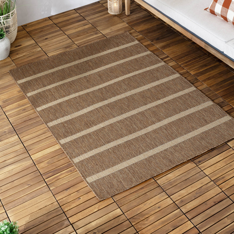 Striped Beige Rugs - Tala Stripe Jute Effect Indoor/Outdoor Rug Natural Yard