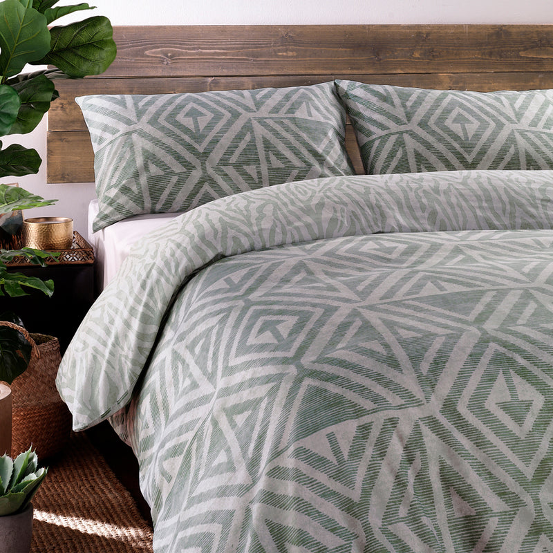 furn. Tanza Global Geometric Duvet Cover Set in Desert Sage