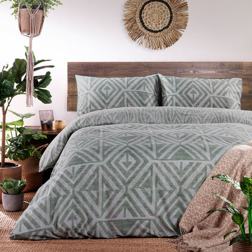 furn. Tanza Global Geometric Duvet Cover Set in Desert Sage