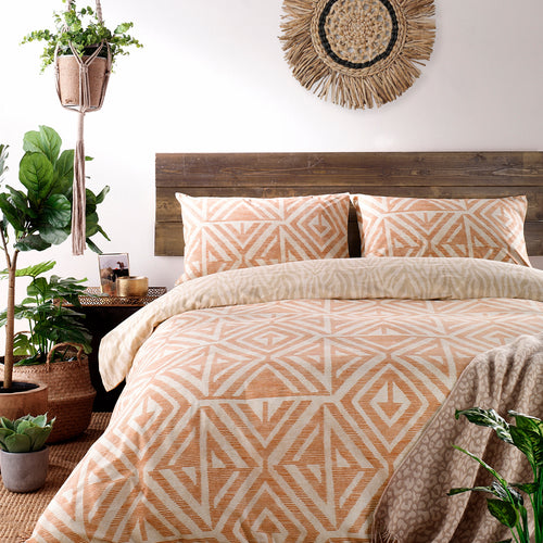 furn. Tanza Global Geometric Duvet Cover Set in Terracotta