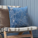 Floral Blue Cushions - Taro Embroidered Cushion Cover Bluebell Additions