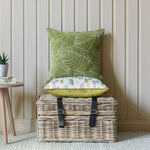 Floral Green Cushions - Taro Embroidered Cushion Cover Grass Additions