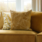 Floral Yellow Cushions - Taro Embroidered Cushion Cover Mustard Additions