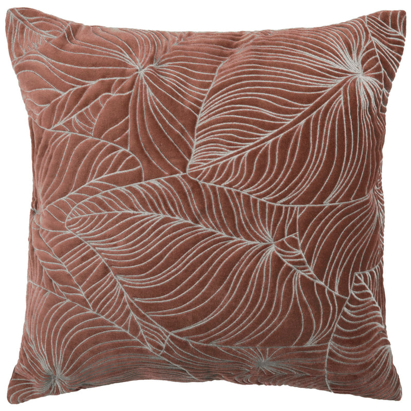 Floral Red Cushions - Taro Embroidered Cushion Cover Persimmon Additions