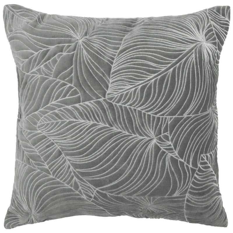 Floral Grey Cushions - Taro Embroidered Cushion Cover Steel Additions