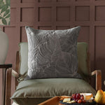 Floral Grey Cushions - Taro Embroidered Cushion Cover Steel Additions