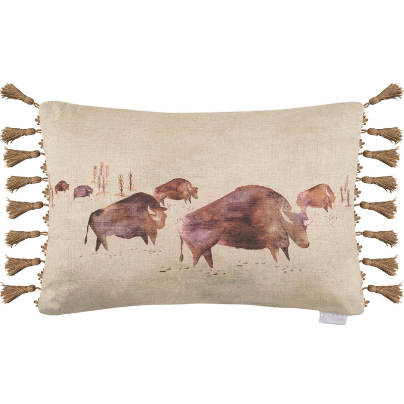 Animal Cream Cushions - Tatanka Printed Cushion Cover Sand Voyage Maison