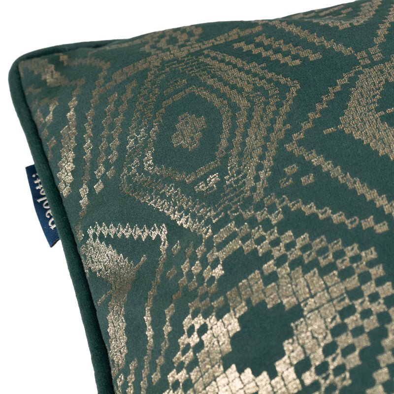 Paoletti Tayanna Metallic Velvet Cushion Cover in Emerald