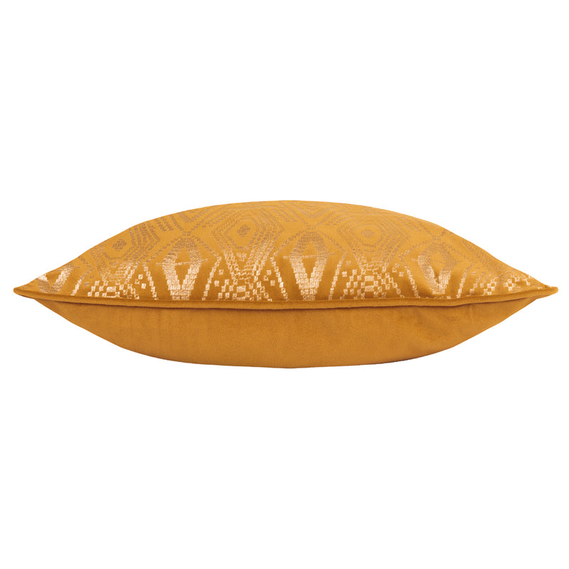 Paoletti Tayanna Metallic Velvet Cushion Cover in Mustard