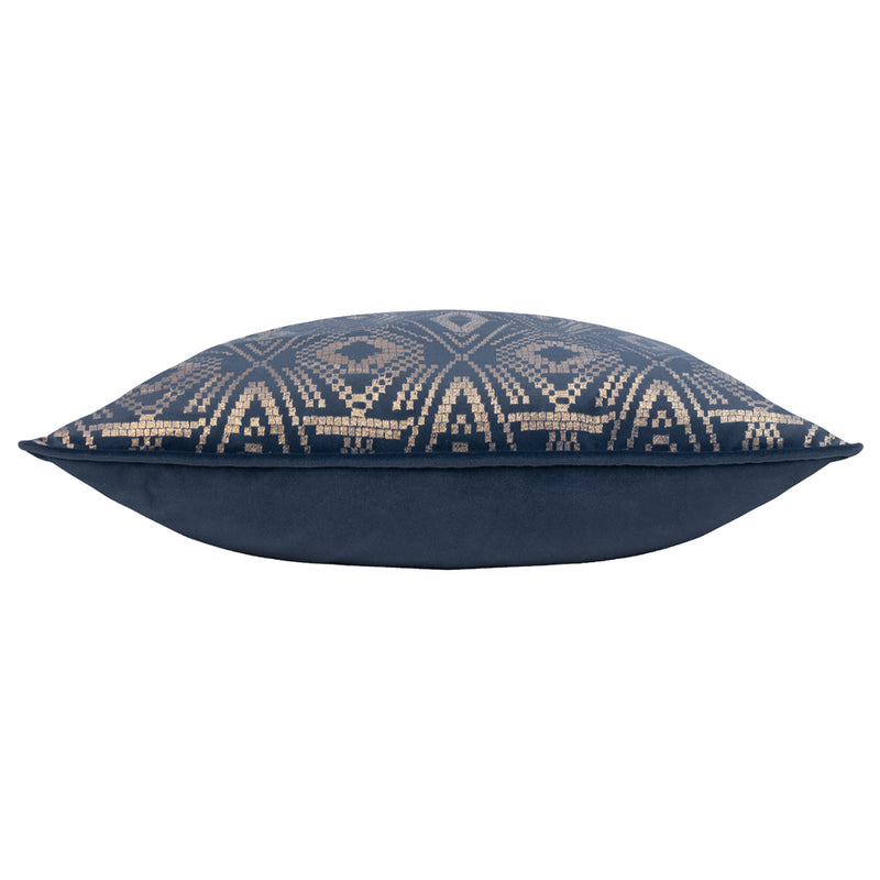 Paoletti Tayanna Metallic Velvet Cushion Cover in Navy