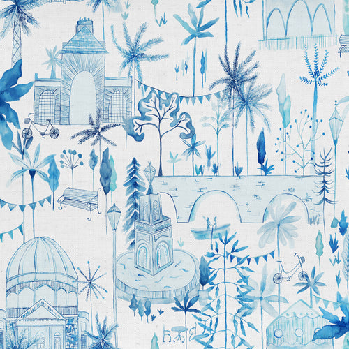 Global Blue Fabric - Tellaro Printed Cotton Fabric (By The Metre) Cobalt Voyage Maison