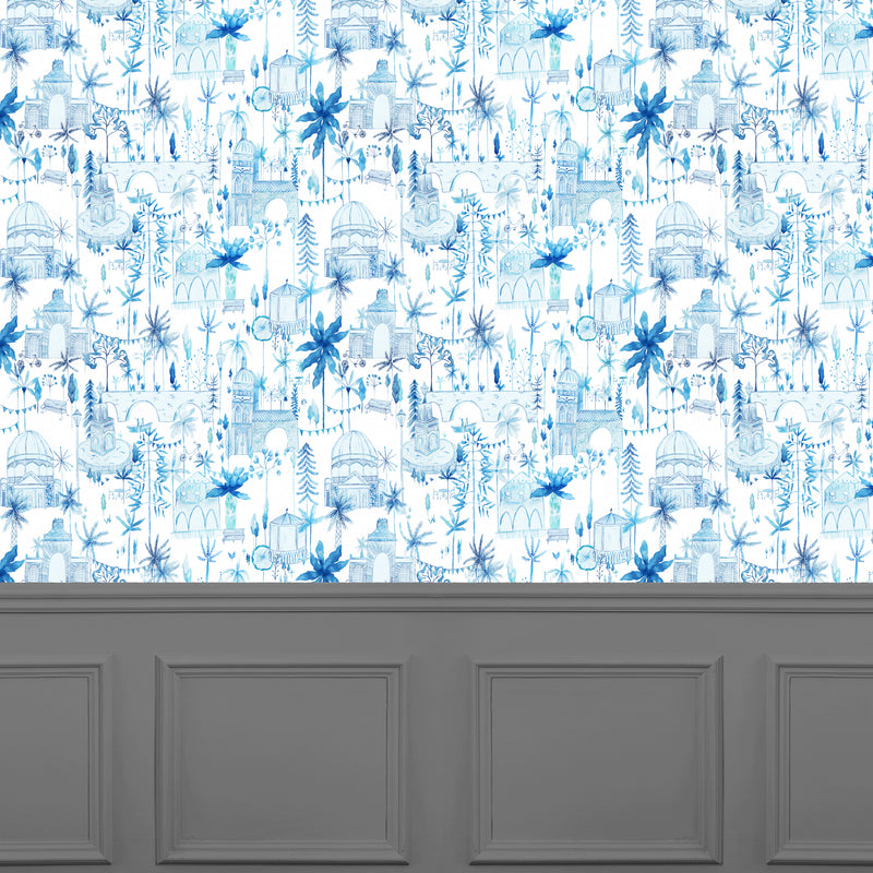 Global Blue Wallpaper - Tellaro  1.4m Wide Width Wallpaper (By The Metre) Cobalt Voyage Maison