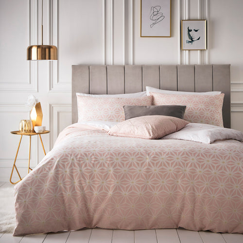 furn. Tessellate Geometric Duvet Cover Set in Blush/Gold