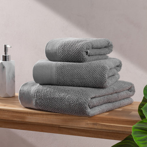 furn. Textured Weave Towels in Cool Grey