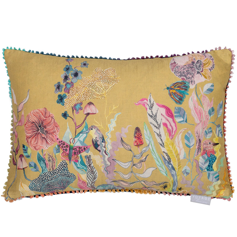 Floral Gold Cushions - The Hawthorn Tree Printed Cushion Cover Marigold Voyage Maison