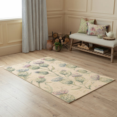 Floral Green Rugs - Thistle Glen Printed  Rug Green Voyage Maison