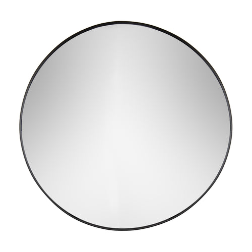 Yard Thin Round Deep Edge Circular Wall Mirror in Black