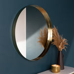 Yard Thin Round Deep Edge Circular Wall Mirror in Brass