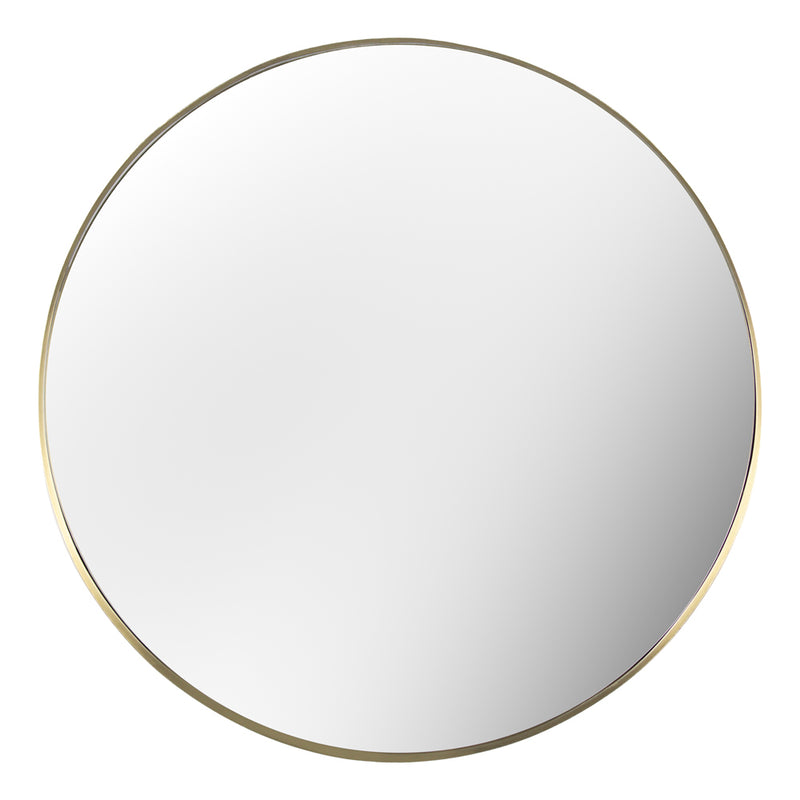 Yard Thin Round Deep Edge Circular Wall Mirror in Brass