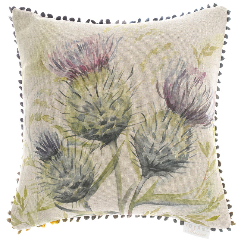 Floral Green Cushions - Thistle Printed Cushion Cover Natural Voyage Maison