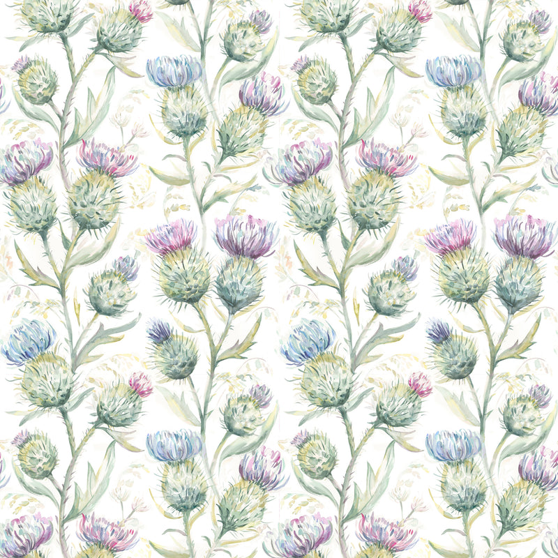 Floral Green Fabric - Thistle Glen Printed Oil Cloth Fabric Natural Voyage Maison