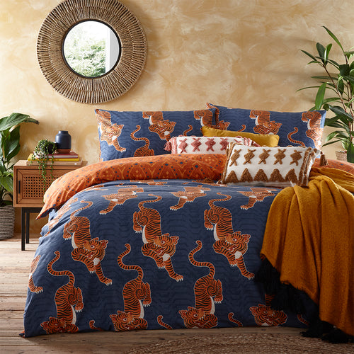 furn. Tibetan Tiger Tribal Duvet Cover Set in Blue