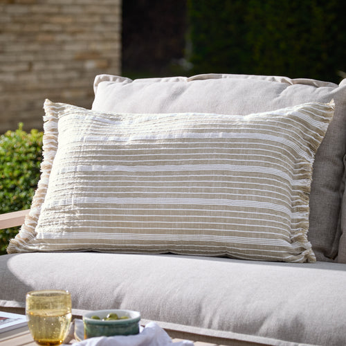 Striped Cream Cushions - Tide Textured Stripe Outdoor Cushion Cover Natural Yard