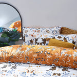 furn. Tiger Fish Botanical Duvet Cover Set in Gold