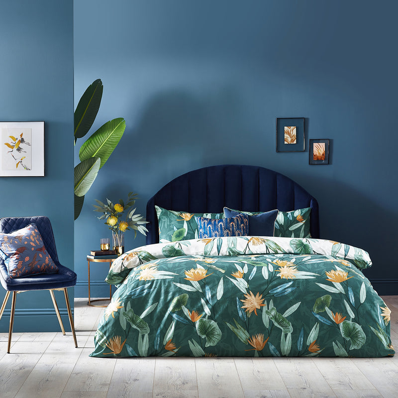 furn. Tigerlily Floral Duvet Cover Set in Eucalyptus