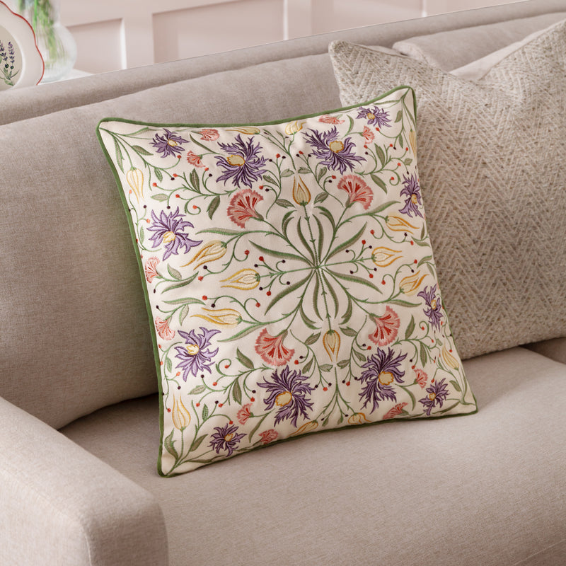 Floral Multi Cushions - Tilda Embroidered Floral Cushion Cover Multicolour Wylder Nature