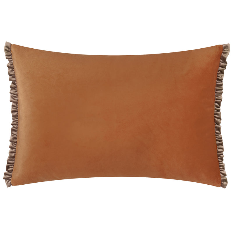 Plain Orange Cushions - Tilly Velvet Cushion Cover Rust/Mink Wylder